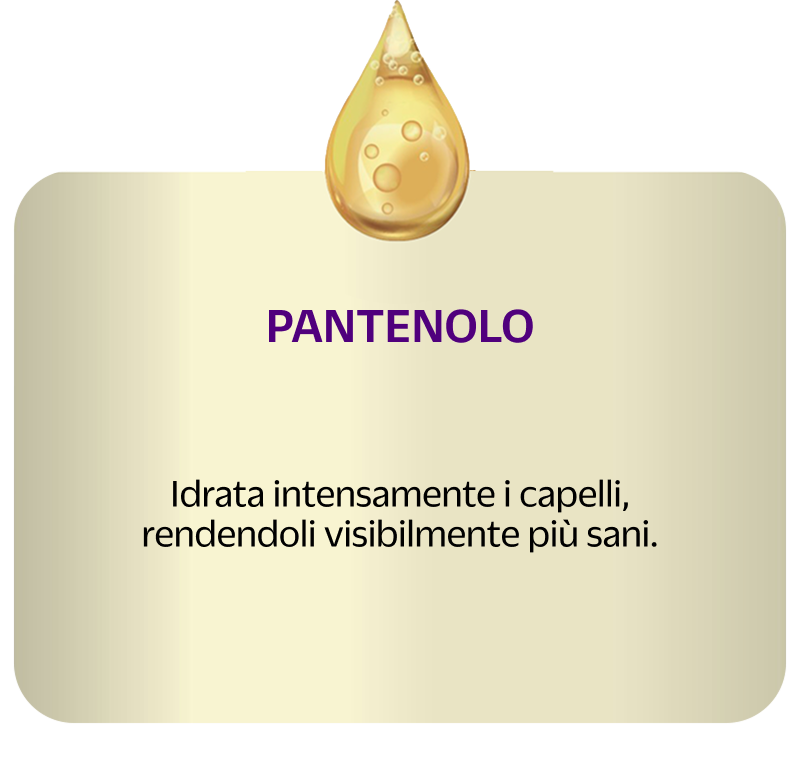 PANTENOLO, idrata intensamente i capelli, rendendoli visivamente più sani.