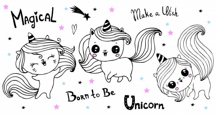 Disegni unicorno kawaii da colorare: 7 immagini gratis
