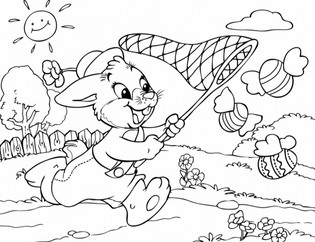 Disegni da colorare per le feste di Pasqua: il coniglietto 