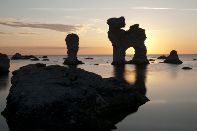 isola, Gotland, bella, affascinante notte alba viaggi