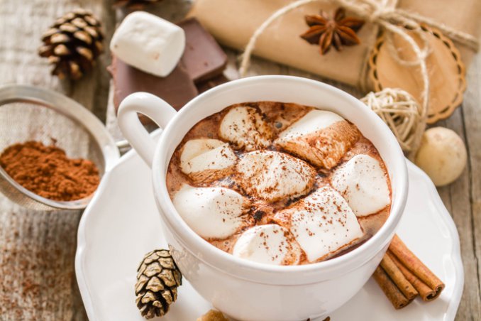cioccolata calda in tazza con marshmallows