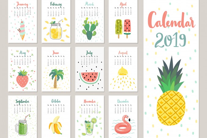 calendario 2019 da stampare, agenda 2019 da stampare