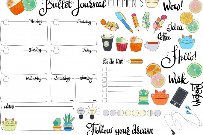 bullet journal idee da stampare, bullet journal