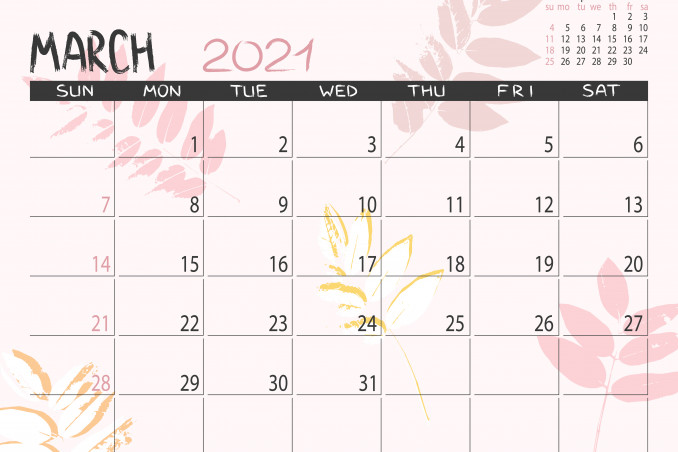 calendario marzo 2021 da stampare, calendario 2021 da stampare
