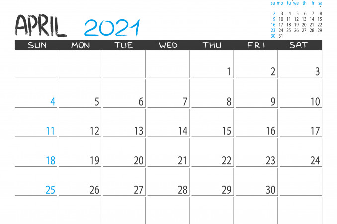calendario aprile 2021 da stampare, calendario 2021 da stampare